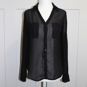 Express Black Button Down Blouse